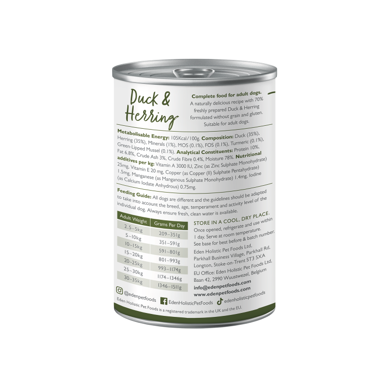 Eden Dog Gourmet Eend en Haring natvoer