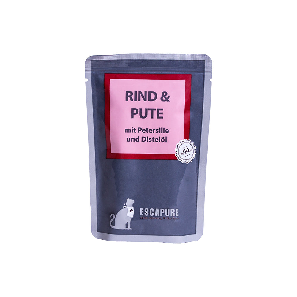 Escapure Kat natvoer pouch Rund en Kalkoen | 100gr ~ pre-order ~