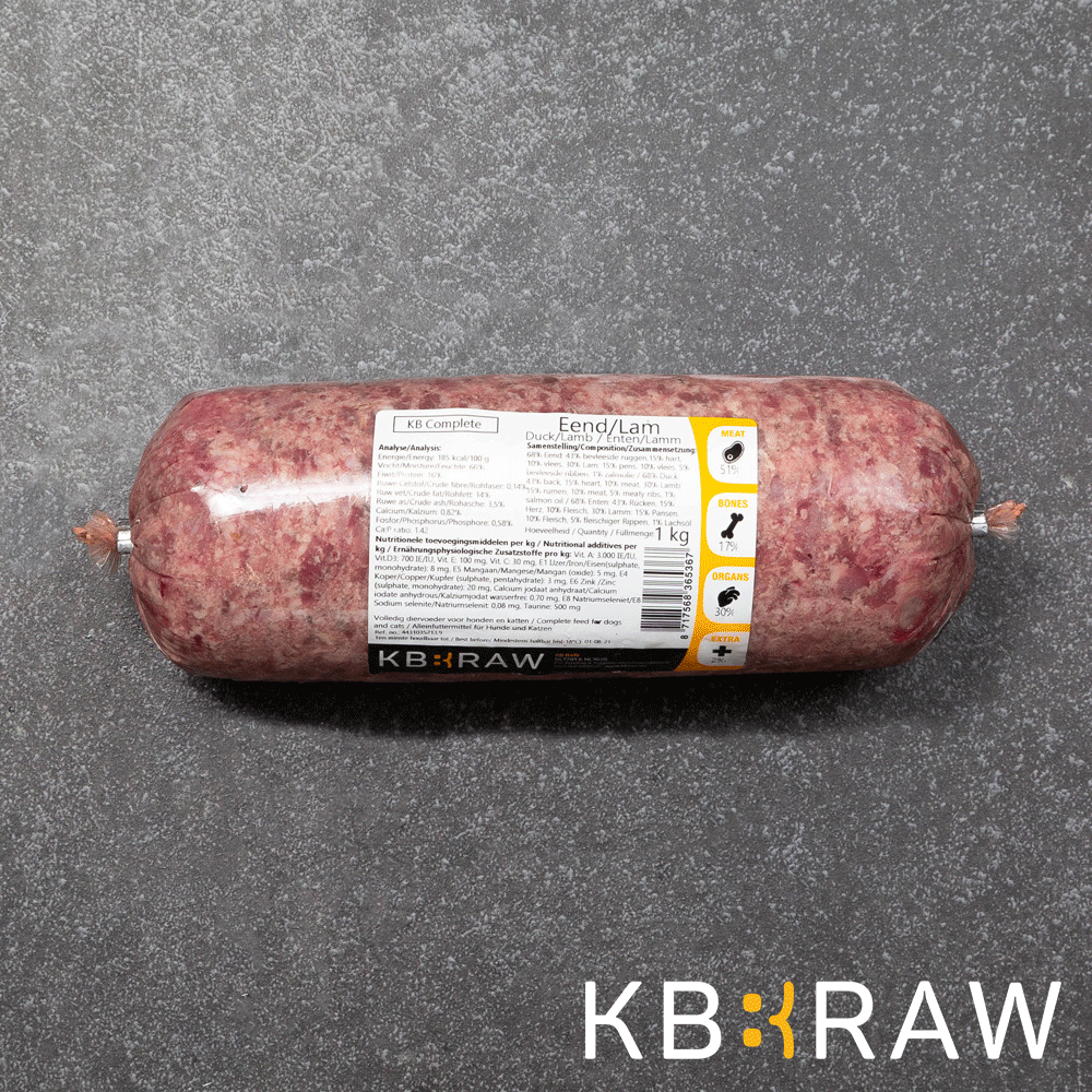 KB Raw Complete Eend/Lam 1kg kvv - diepvries