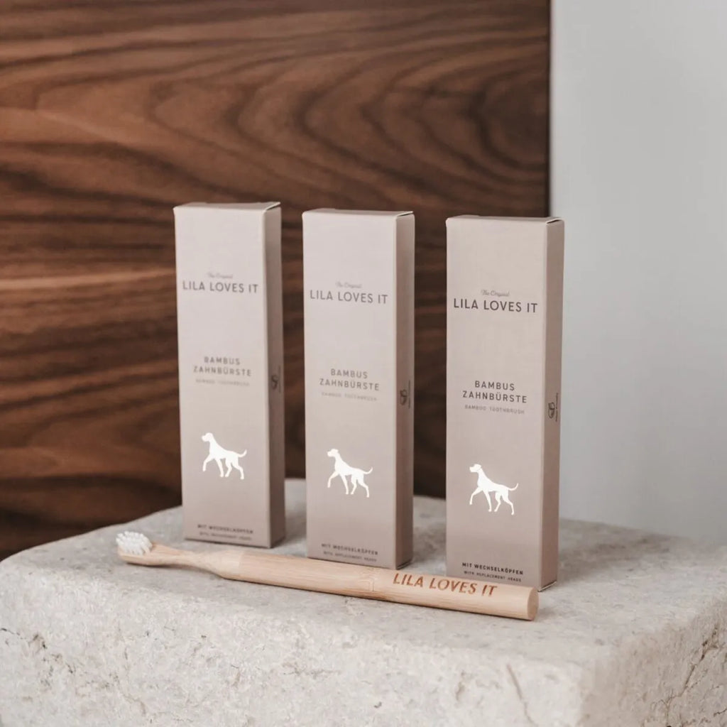 Tandenborstel bamboe hond met vervangbare opzetborstels ~ pre-order ~